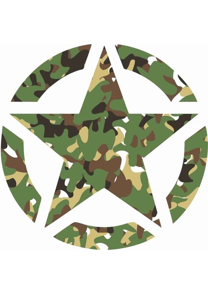 Askeri Yıldız Yeşil Kamuflaj Sticker - 20137 Yeşil 12 x 12 cm