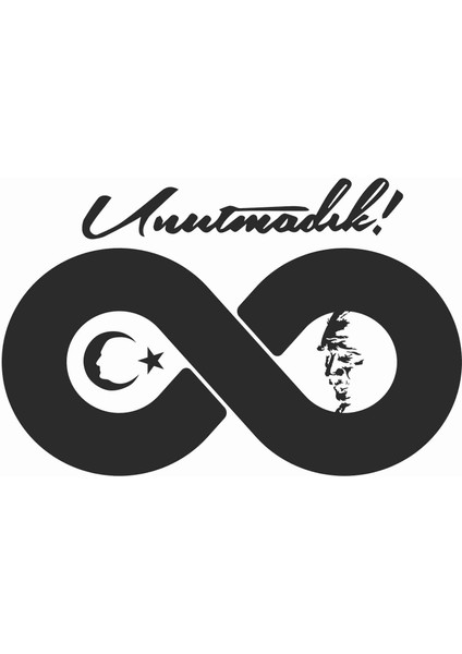 Atatürk Sticker - 11011 Siyah 10 x 7 cm