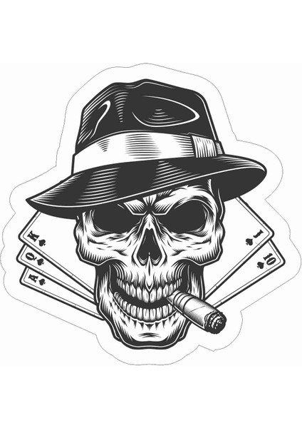 Kurukafa - Poker - Iskambil Kağıdı - Skull Sticker - 13154 Renkli 10 x 10 cm