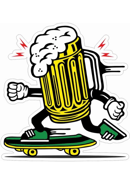 Skateboard - Kaykay - Beer - Bira Sticker - 20557 Renkli 6 x 5 cm