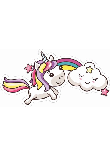 Unicorn Sticker - 23126 Renkli 6 x 11 cm