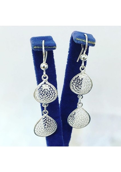 Gümüş Telkari Işleme Damla Küpe