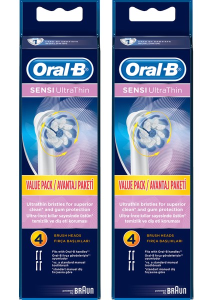 Sensitive Ultra Thin 8'li Diş Fırçası Yedek Başlığı