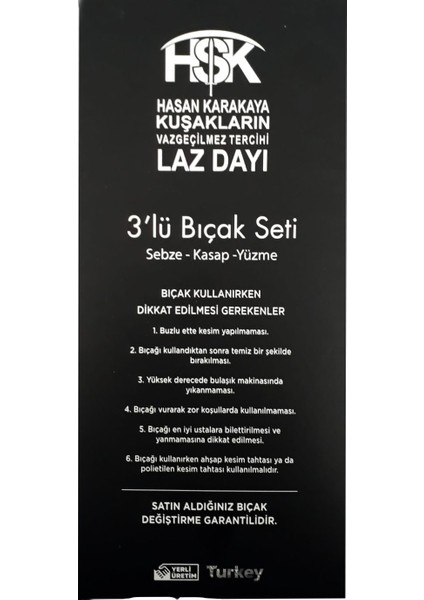 Laz Dayı Hasan Karakaya 3'lü Bıçak Seti