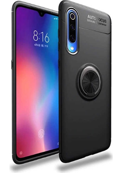 Oppo A31 Kılıf Ultra Korumalı Yüzüklü Manyetik Ravel Silikon + Nano Ekran Koruyucu Siyah