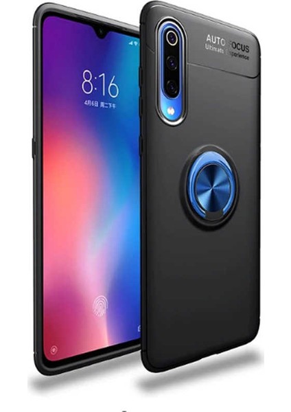 Oppo A31 Kılıf Ultra Korumalı Yüzüklü Manyetik Ravel Silikon + Tam Kaplayan 5D Cam Ekran Koruyucu Siyah - Mavi