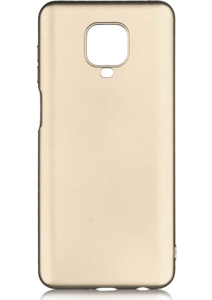 Xiaomi Redmi Note 9s Kılıf Mat Premium Silikon Kılıf + Tam Kaplayan 6D Nano Ekran Koruyucu Gold
