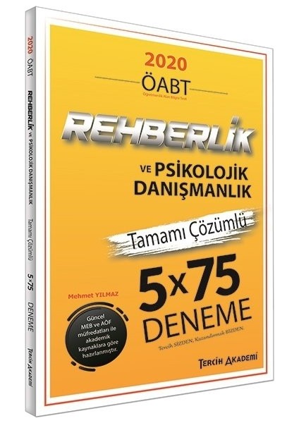 Yayınları 2020 Öabt Rehberlik ve Psikojik Danışmanlık Tamamı Çözümlü 5 x 75 Deneme