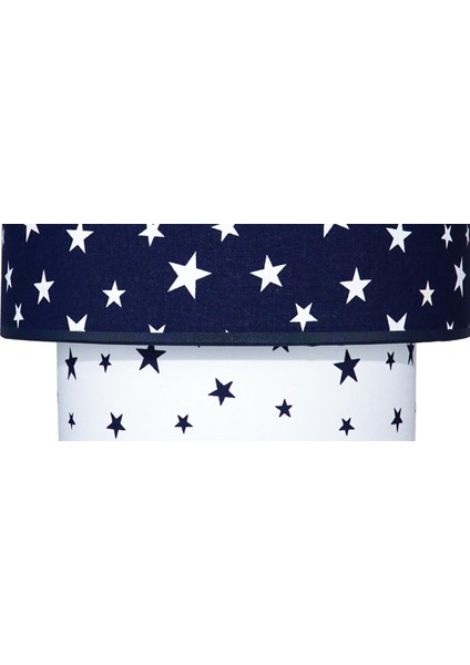 Ikili Silindir Kumaş Sarkıt Avize-Lacivert Beyaz Yıldız fiyatları