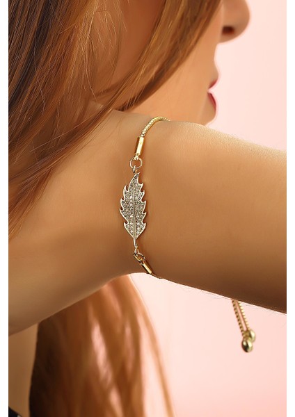 Zirkon Taşlı Yaprak Bileklik