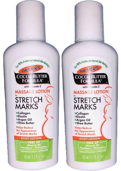 Cocoa Butter Formula Stretch Marks Massage Lotion 2 x 50 ml - Hamile Çatlak Masaj Losyonu