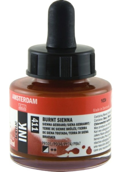 Talens Amsterdam Acrylic Ink 30ML 411 Burnt Sienna