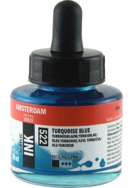 Talens Amsterdam Acrylic Ink 30ML 522 Turquoise Blue