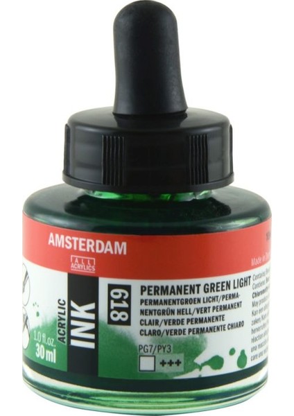Talens Amsterdam Acrylic Ink 30ML 618 Permanent Green Light