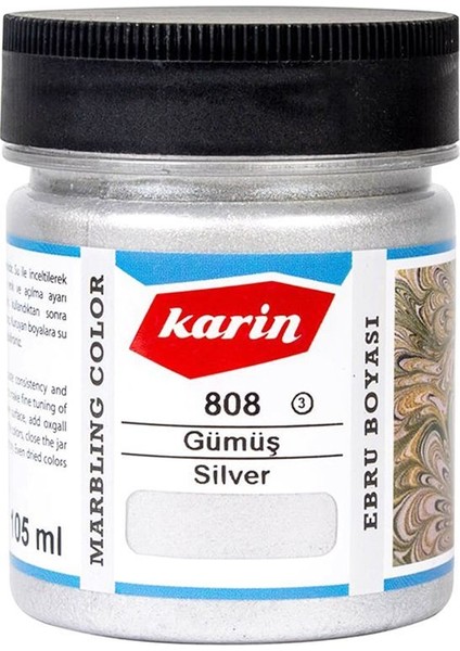 Ebru Boyası Ezilmiş 808 Gümüş 105CC