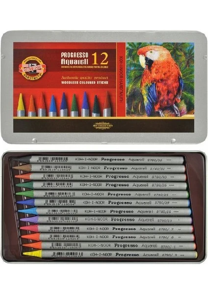 Koh-I-Noor Progresso Aquarell Woodless Coloured Pencil Set 12LI