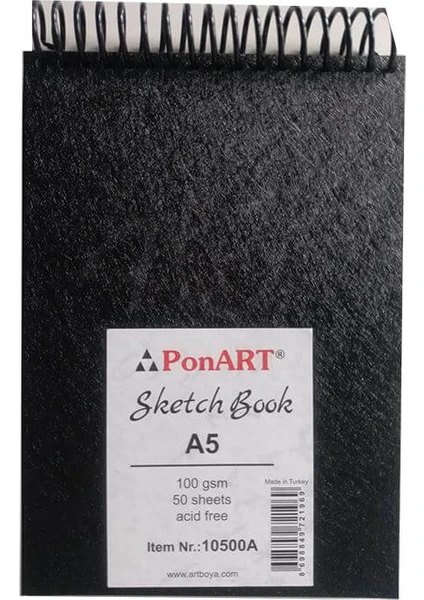 Sketch Book Üstten Spiralli Çizim Defteri 100G A5 50 Sy