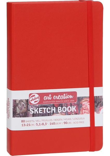 Talens Art Creation Kırmızı Eskiz Defteri 80 Yaprak 13x21 cm Asitsiz İnce Taneli Kağıt