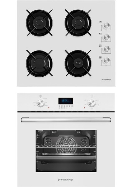 2'li Ankastre Set ( B 3140 Ce Beyaz Ankastre Ocak + 5001 Ankastre Fırın )