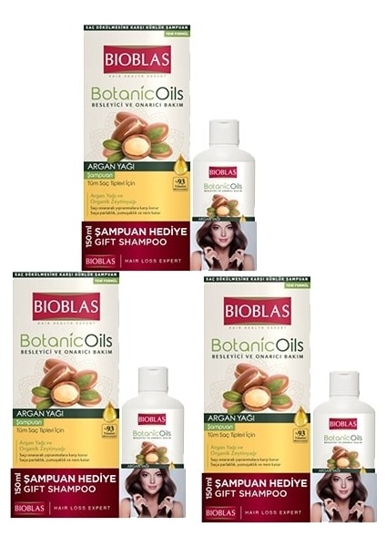 Botanic Oils Argan Yağlı Şampuan + 150 ml Şampuan Hediye 3 Lü