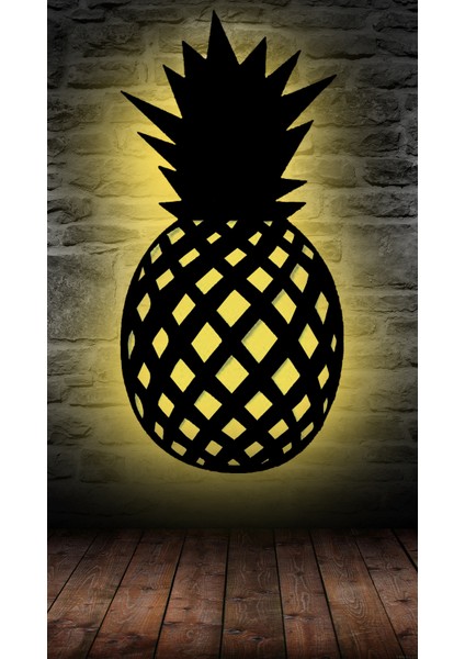 Ledli Ananas Ahşap Tablo