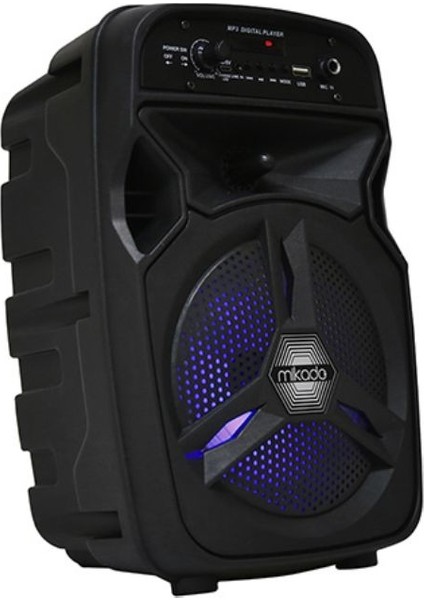 MD-814KP 15W 3.7V 1200 mAh Siyah Kablolu Mikrofon AUX /USB/TF/Bluetooth LED Işıklı Speaker