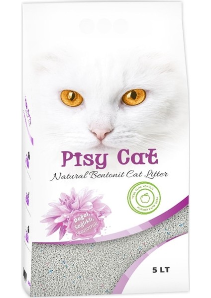 Pisycat Yeşil Elmalı Tozsuz Topaklaşan İnce Kedi Kumu 5 lt