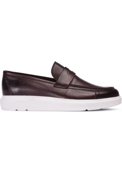 Deri Bordo Erkek Loafer