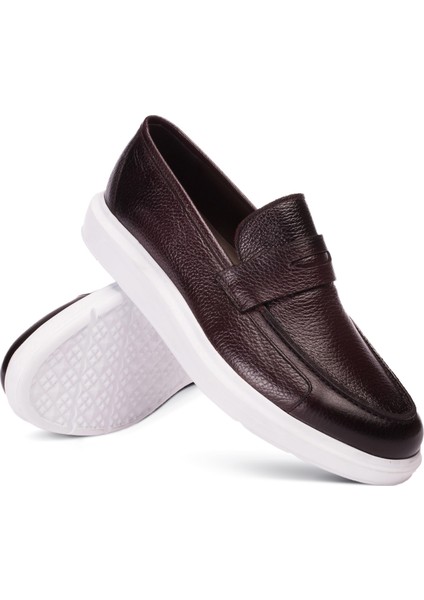 Deri Bordo Erkek Loafer modelleri