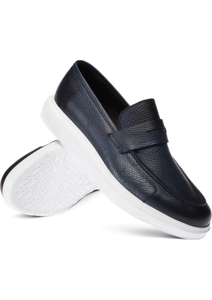 Deri Mavi Comfort Erkek Loafer modelleri