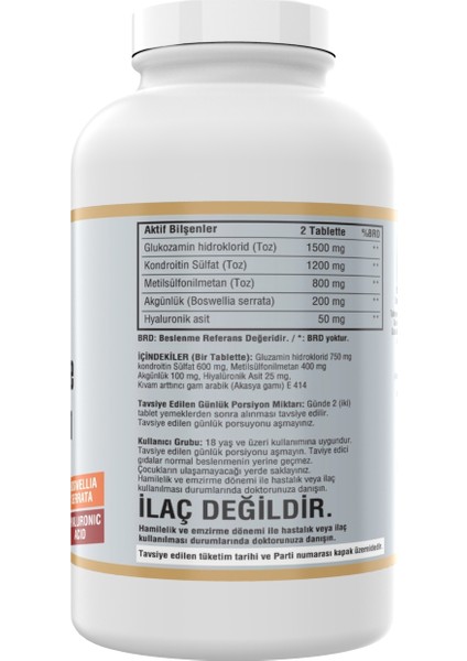 Glcosamine Chondroitin Msm Hyaluronic Acid Boswellia 300 Tablet fiyatları