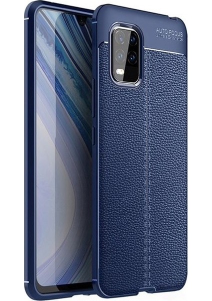 Xiaomi Mi 10 Lite Kılıf Niss Silikon Deri Görünümlü + Nano Glass Lacivert