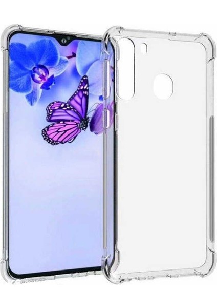 Samsung Galaxy A21 Kılıf AntiShock Sert Kapak + Nano Glass Şeffaf