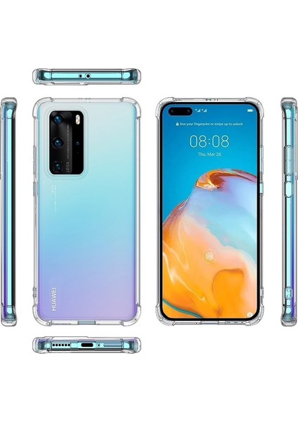 Huawei P40 Kılıf AntiShock Ultra Koruma Sert Kapak Şeffaf