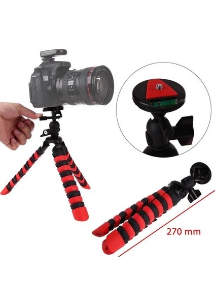 Akrobat Silikon Ayaklı Telefon Dslr Kamera 3 Ayaklı Ahtapot Tripod Siyah Kırmızı (2 ADET) fiyatları