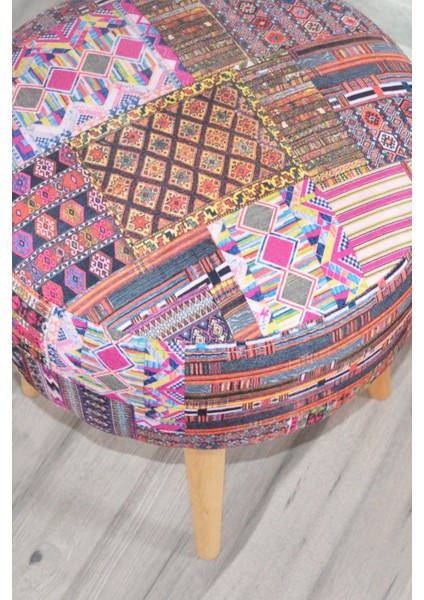Dolce Yuvarlak Silindir Puf Kilim Desenli