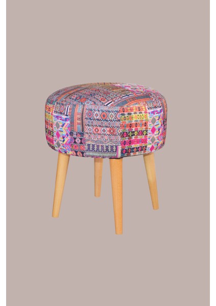 Dolce Yuvarlak Silindir Puf Kilim Desenli