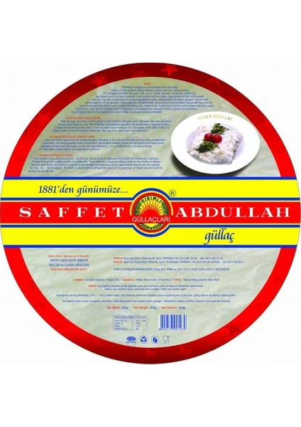 Saffet Abdullah Güllaç Tepsi Ambalaj 400 gr x 5 Paket