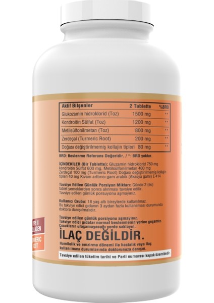 Glucosamine Chondroitin Msm Collagen Type 2 3 Adet 300 Tablet