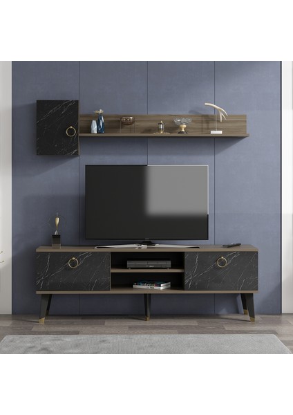 Alfa Tv Ünitesi Ceviz Royal Mermer 150 x 35 cm