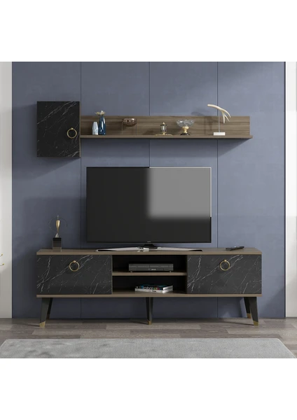 Alfa Tv Ünitesi Ceviz Royal Mermer 150 x 35 cm