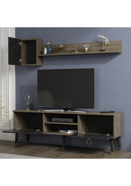 Alfa Tv Ünitesi Ceviz Royal Mermer 150 x 35 cm