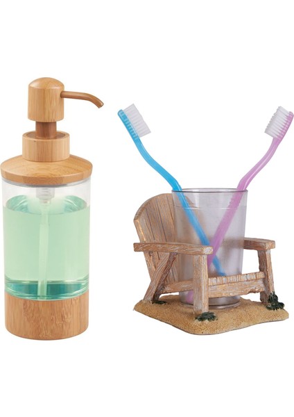 2'li Banyo Seti Bambu Kaplamalı Model