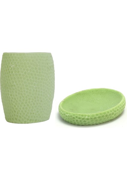 2'li Banyo Seti Yeşil Petek Model Poliresin