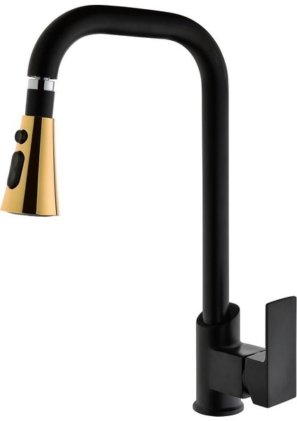 Karya Siyah Gold Uzun Çift Fonksiyonlu Mutfak Bataryası