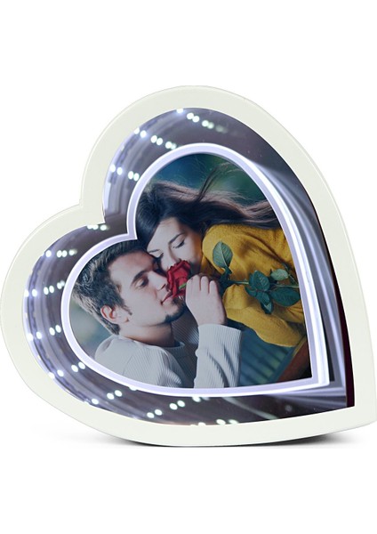 Birlik Fotoğrafçılık Beyaz Kalp LED Ayna (Tek Işıklı) XY-089