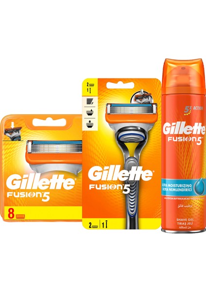Fusion Tıraş Paketi (Tıraş Mak+8'li Bıçak + Jel) fiyatları