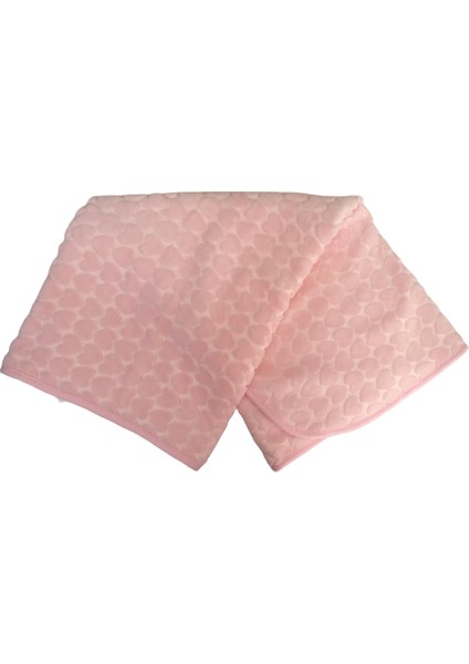 Kalpli Kabartmalı Peluş Battaniye - Pembe