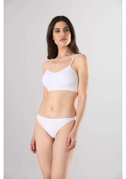 Ince Askılı 11266 Büstiyer Beyaz Sıfır Kol Modal Örme Seamless Dikişsiz Basic Kadın Büstiyer modelleri