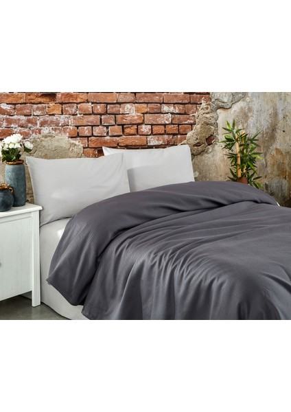 Çift Kişilik Ranforce Pike Takımı 200x230 cm Antrasit